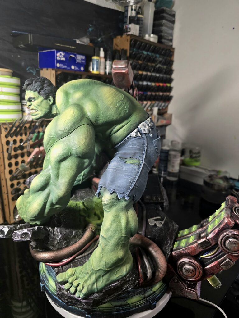 Third view of the hand-painted Hulk figure